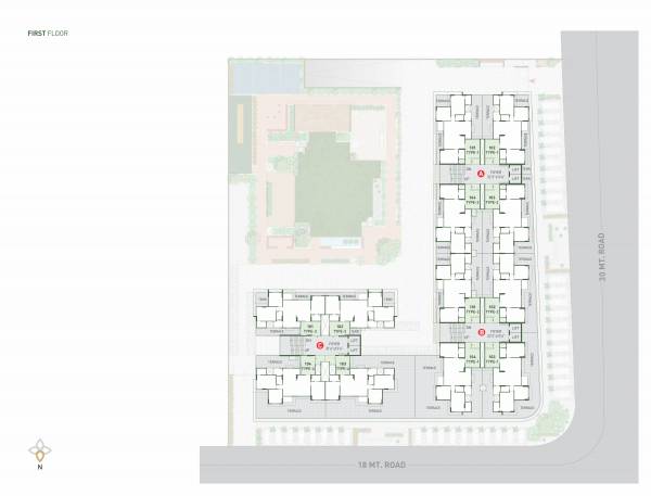  greens Block A, B And C Cluster Plan for 1st Floor