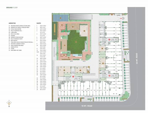  greens Block A, B And C Cluster Plan For Ground Floor