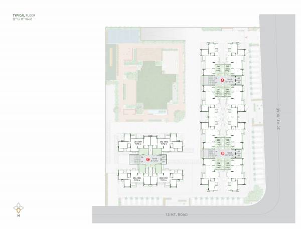  greens Block A, B And C Cluster Plan For Typical Floor