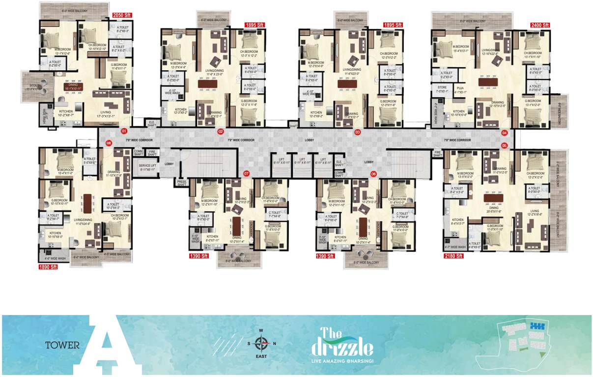  the drizzle Tower A Cluster Plan for Typical Floor