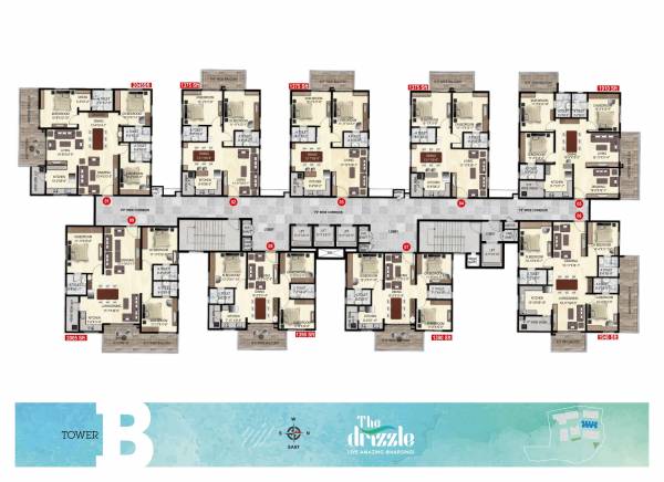  the-drizzle Tower B Cluster Plan for Typical Floor