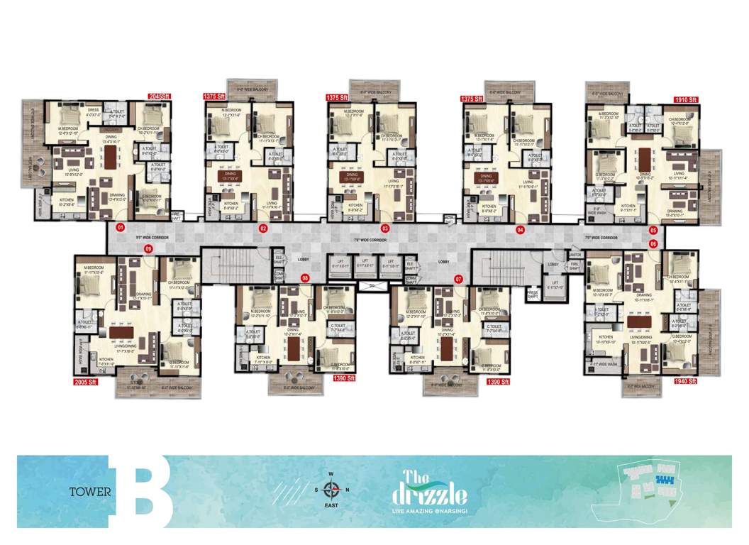  the drizzle Tower B Cluster Plan for Typical Floor