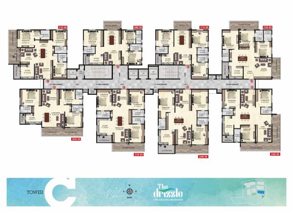  the-drizzle Tower C Cluster Plan for Typical Floor