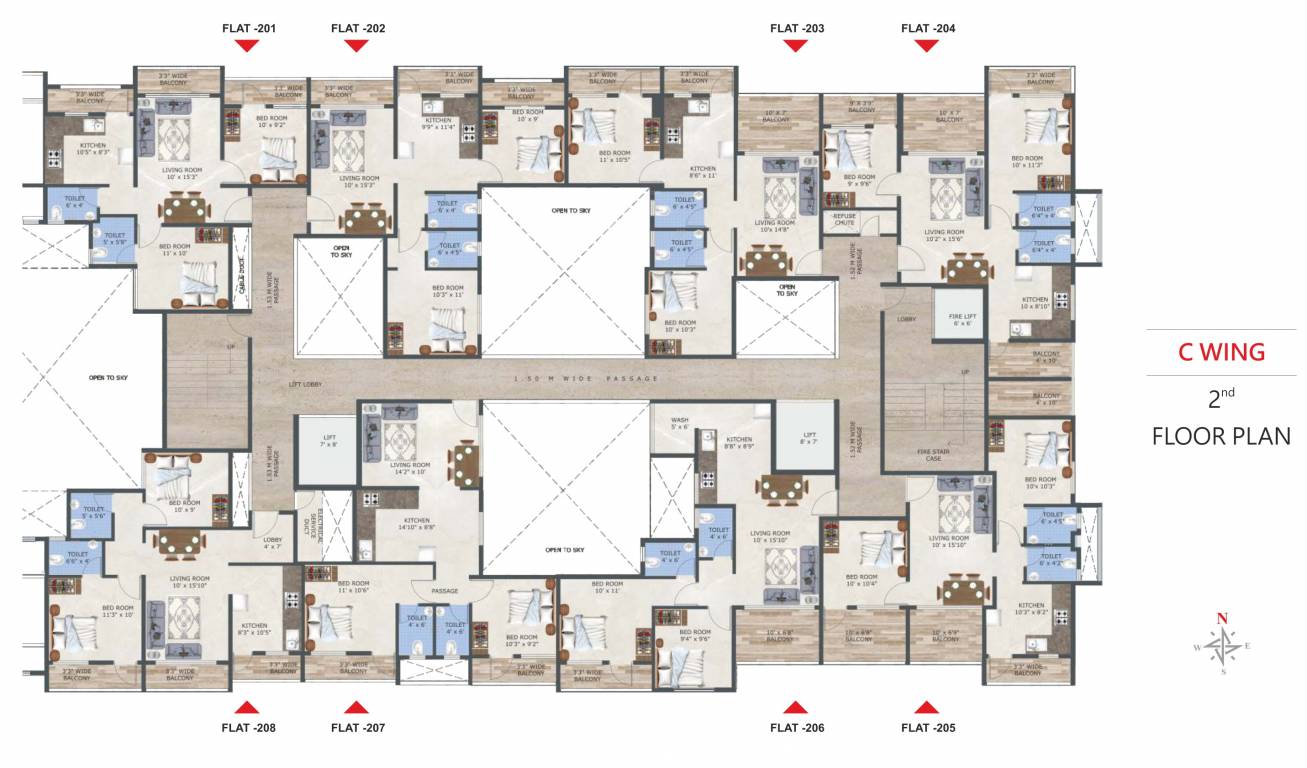 mangalmurti residency Wing C Cluster Plan for 2nd Floor