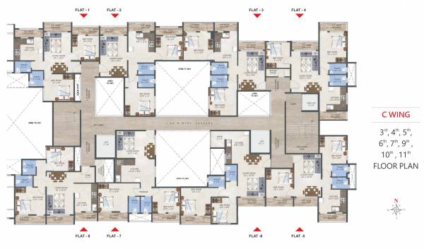  mangalmurti-residency Wing C Cluster Plan from 3rd to 11th Floor