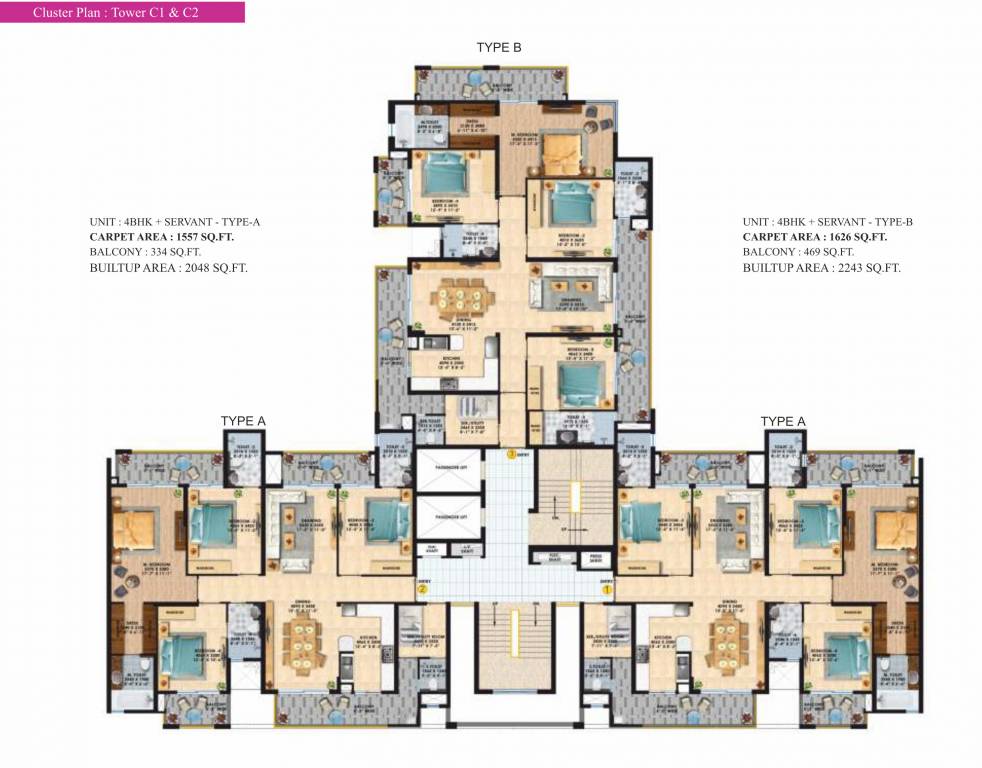  manhattan phase iii Tower C 2 Typical Cluster Plan
