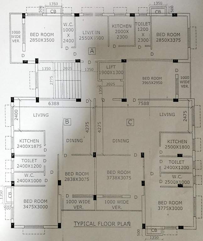  rajkiran apartment Rajkiran Apartment Cluster Plan For Typical Floor