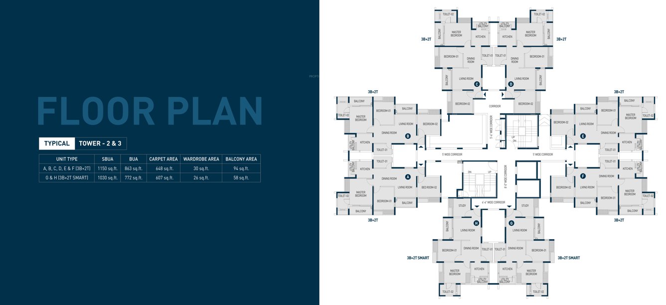  capital city Tower 2 And 3 Cluster Plan for Typical Floor