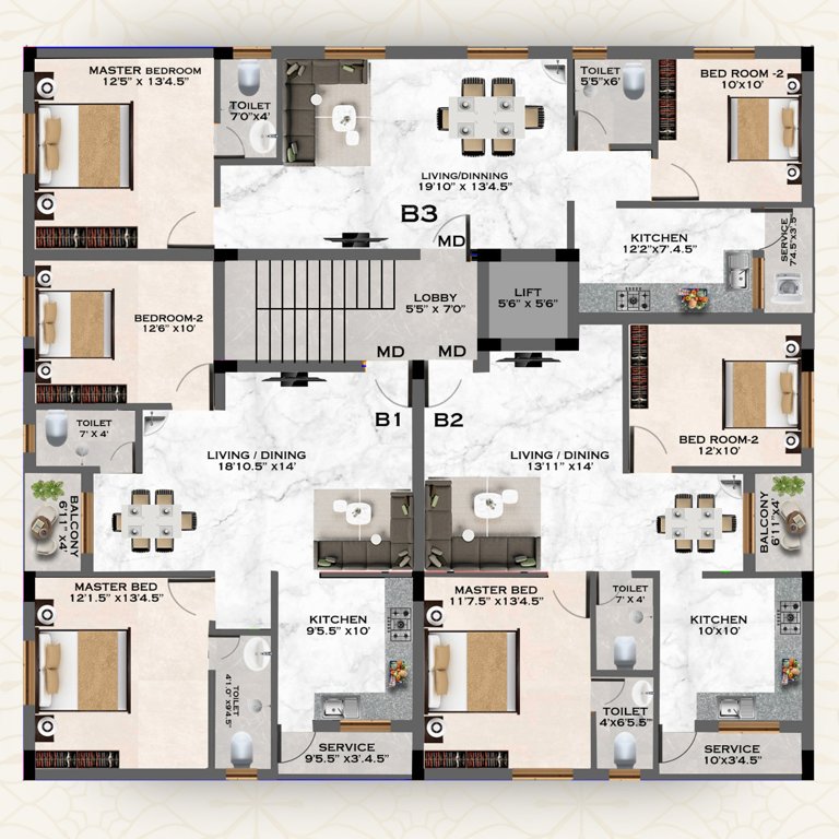  4 square 4 Square Cluster Plan