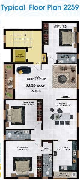  sunshine Sunshine Cluster Plan from 1st to 3rd Floor