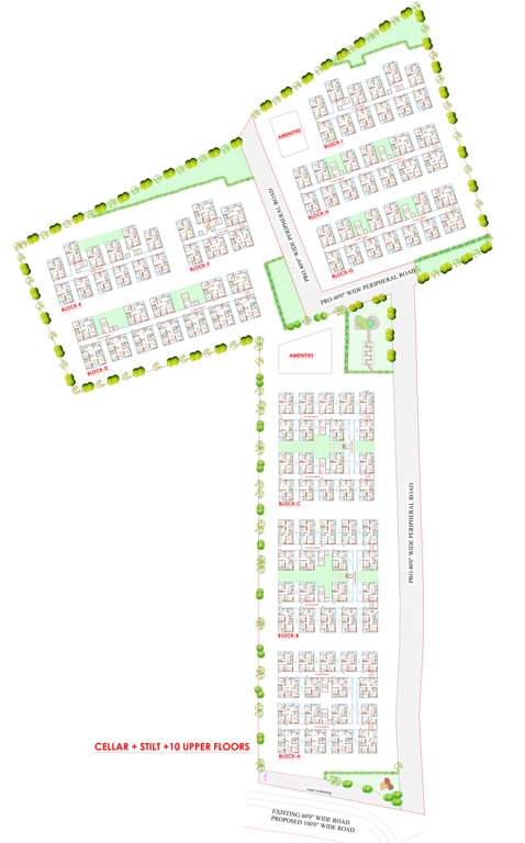  happy homes Cluster Plan Block A,B,D,F,G,H And I Typical Floor Plan