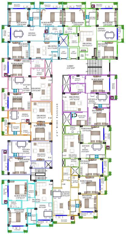 signature residency Block A Cluster Plan from 1st to 4th Floor