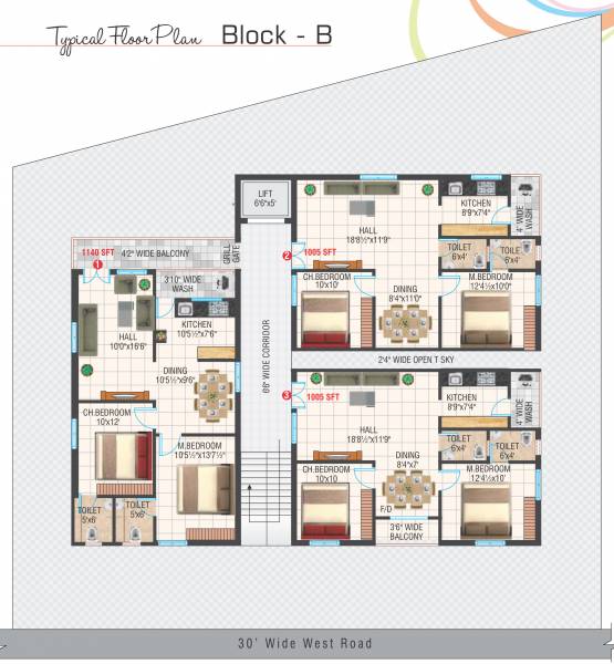  temple-tree Block B Cluster Plan from 1st to 5th Floor