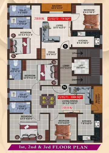  balamurugan-flats Balamurugan Flats Cluster Plan From 1st To 3rd Floor