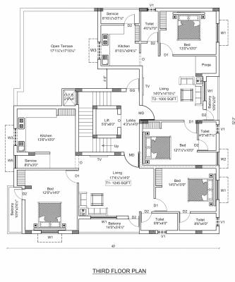  om-sakthi-flats Om Sakthi Flats Cluster Plan for 3rd Floor
