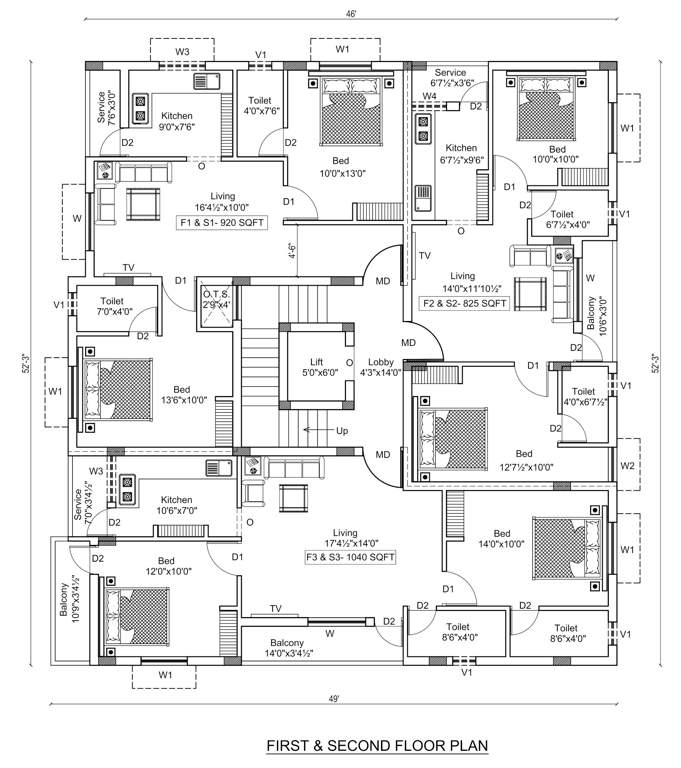  om sakthi flats Om Sakthi Flats Cluster Plan from 1st to 2nd Floor