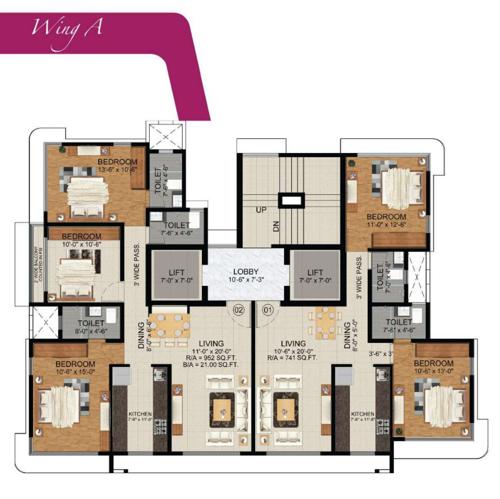  manubharati Wing A Cluster Plan from 1st to 11th Floor