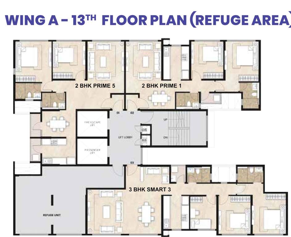  alcove wing a and c Mahindra Alcove Wing A Cluster Plan for 13th Floor