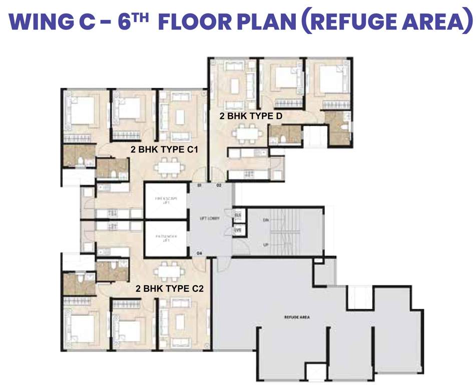  alcove wing a and c Mahindra Alcove Wing C Cluster Plan for 6th Floor