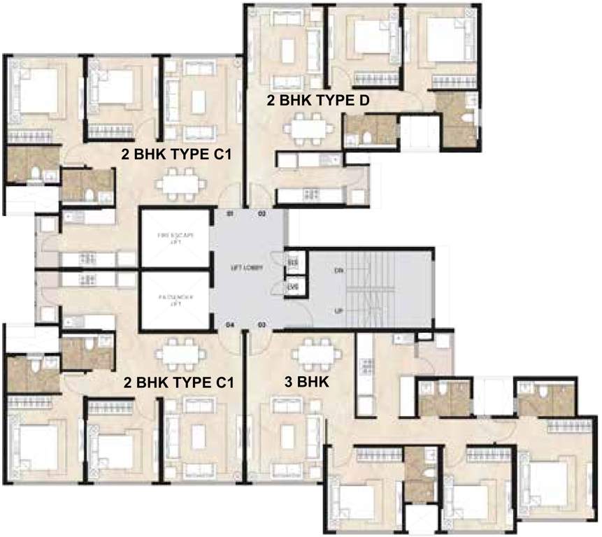  alcove wing a and c Mahindra Alcove Wing C Typical Cluster Plan