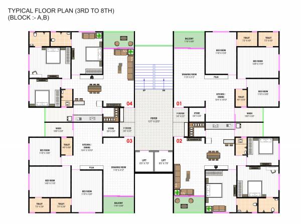  empire Block A & B Cluster Plan from 3rd to 8th Floor