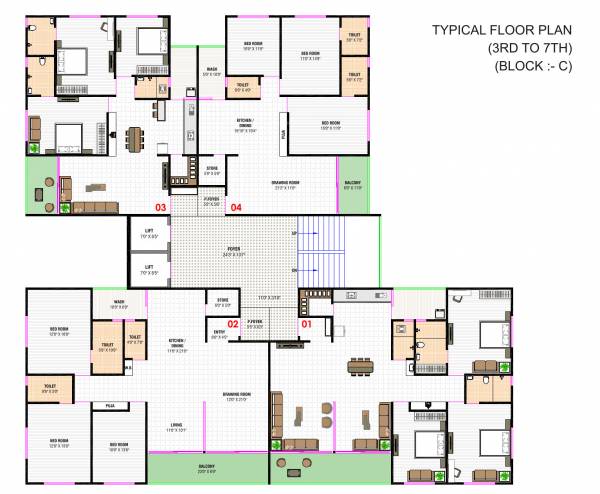  empire Block C Cluster Plan from 3rd to 7th Floor