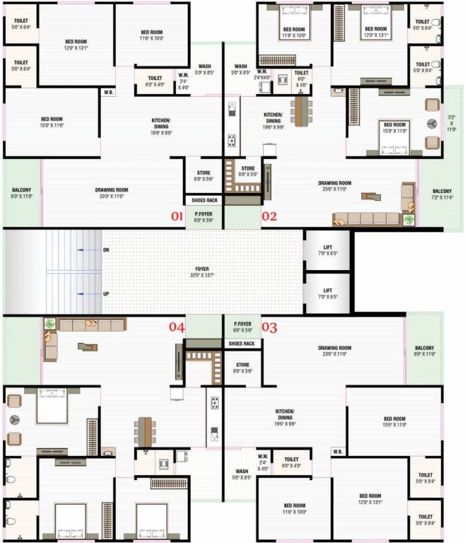  shubham sky track A Cluster Plan From 2nd To 12th Floor