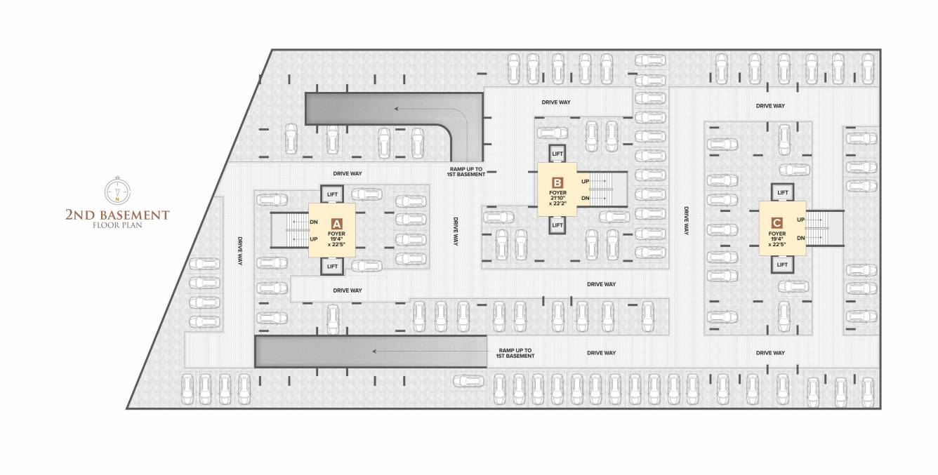  shivay atlantis Block A, B And C Cluster Plan For 2nd Basement Floor