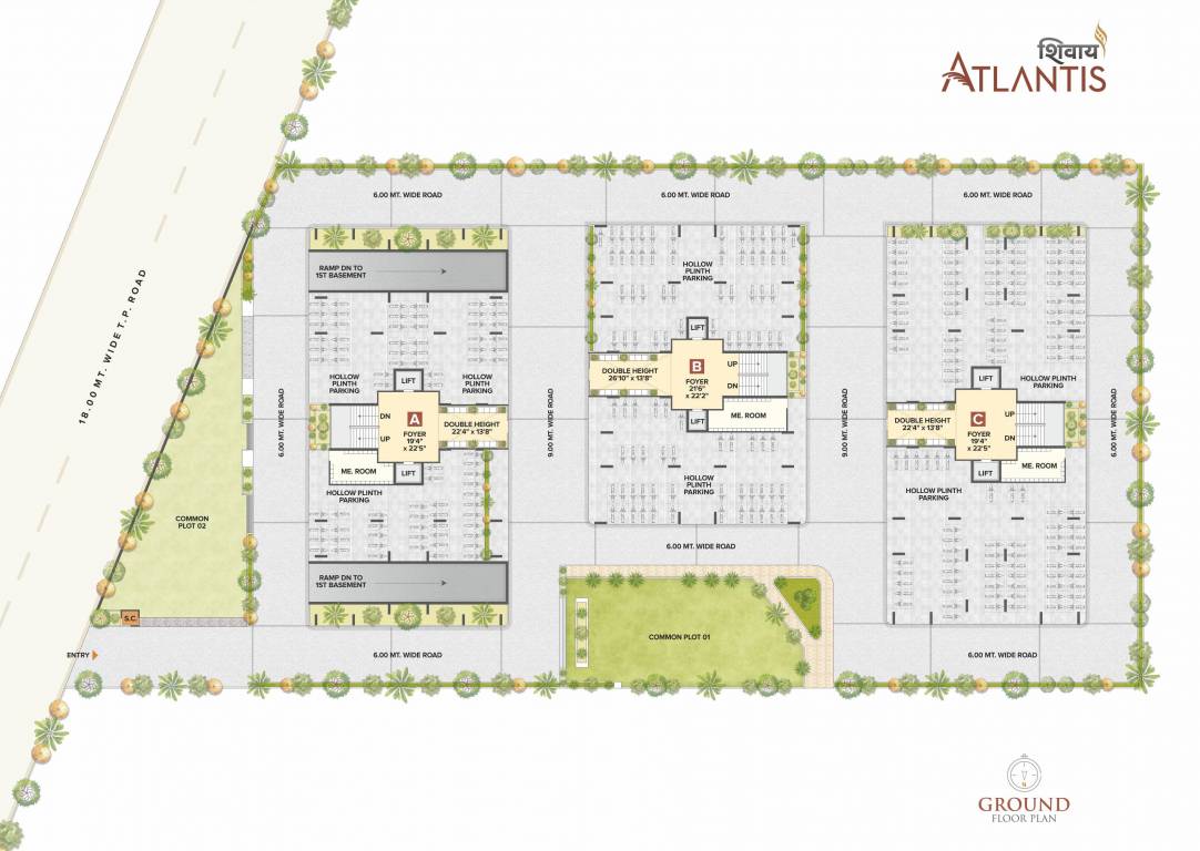  shivay atlantis Block A, B And C Cluster Plan For Ground Floor
