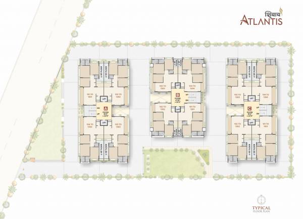  shivay-atlantis Block A, B And C Cluster Plan For Typical Floor