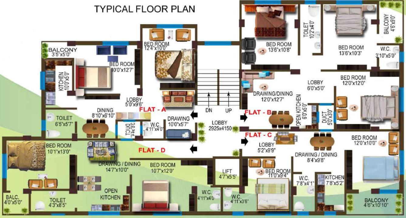  niketan apartment Bidisha Niketan Apartment Typical Cluster Plan