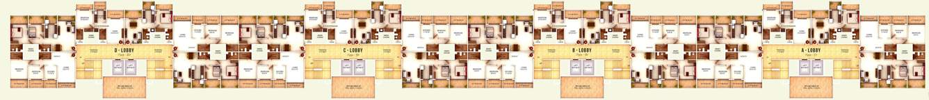  precious greens phase i Wing A   Tower 17 To Wing D Tower 20 Even Floor Cluster Plan