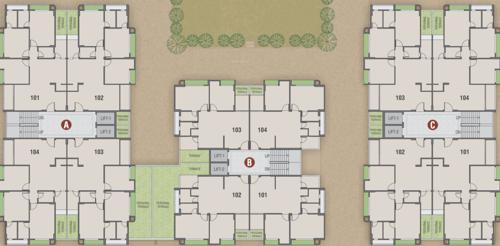  vraj-vatika-3 Block A, B And C Cluster Plan For 1st Floor