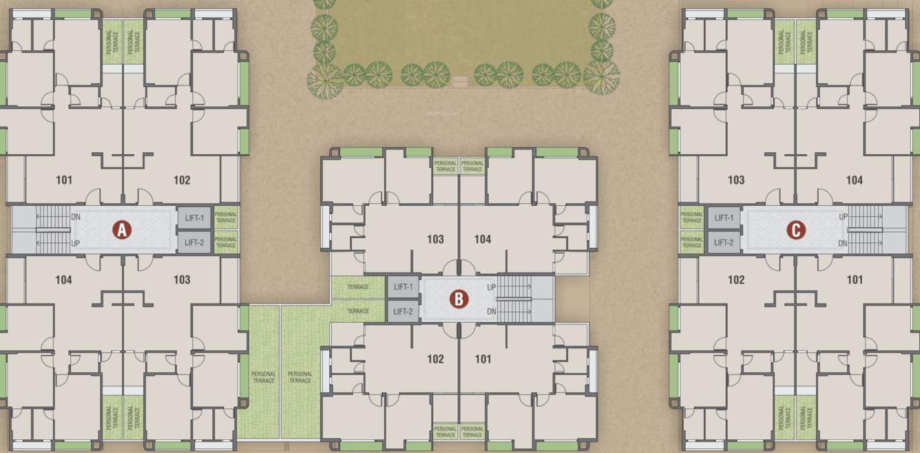  vraj vatika 3 Block A, B And C Cluster Plan For 1st Floor