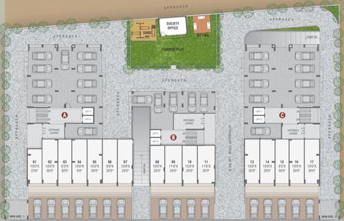 vraj-vatika-3 Block A, B And C Cluster Plan For Ground Floor