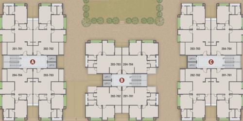  vraj-vatika-3 Block A, B And C Cluster Plan From 2nd To 7th Floor