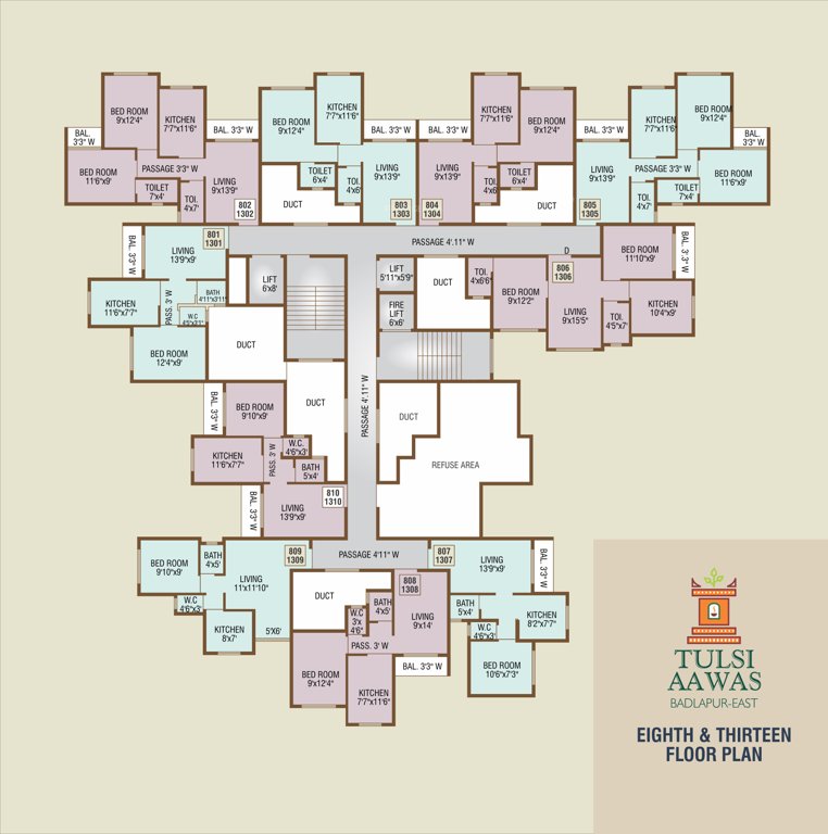  tulsi aawas Tulsi Aawas Cluster Plan for 8th & 13th Floor