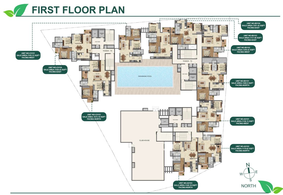 tropical garden Block A To C Cluster Plan For 1st Floor