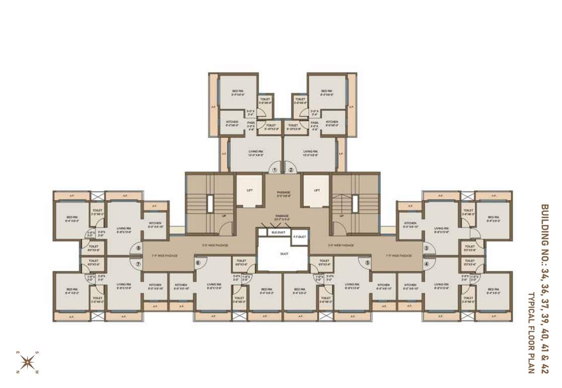  virar gardens cluster vi Building No 34 To 42 Cluster Plan for Typical Floor