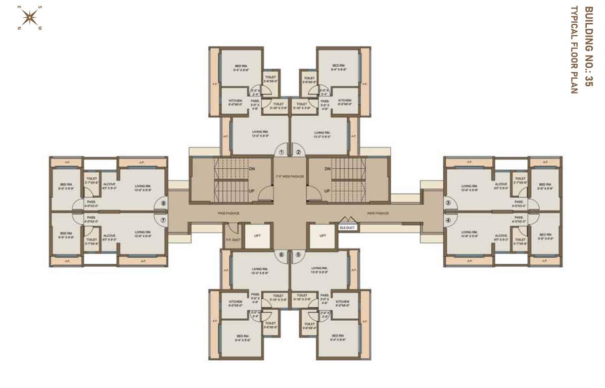  virar gardens cluster vi Building No 35 Cluster Plan for Typical Floor