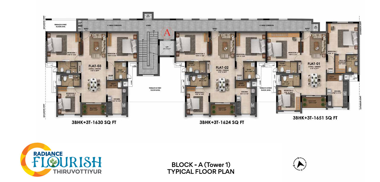  flourish Block A Cluster Plan for Typical Floor