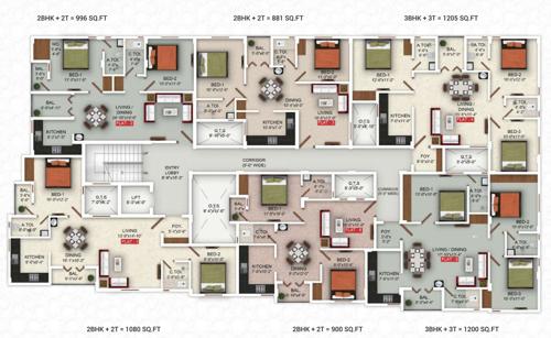  olympus-the-royal-castle Block B Cluster Plan from 1st to 4th Floor