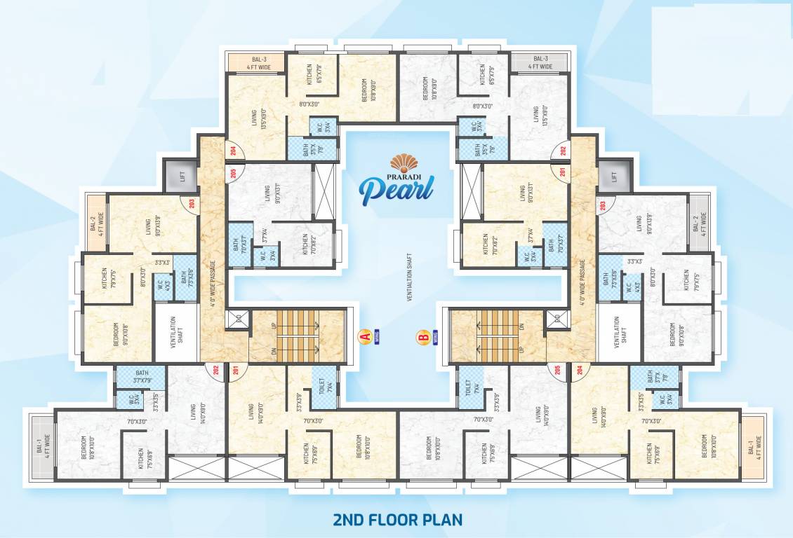  praradi pearl Wing A,B Cluster Plan for 2nd Floor