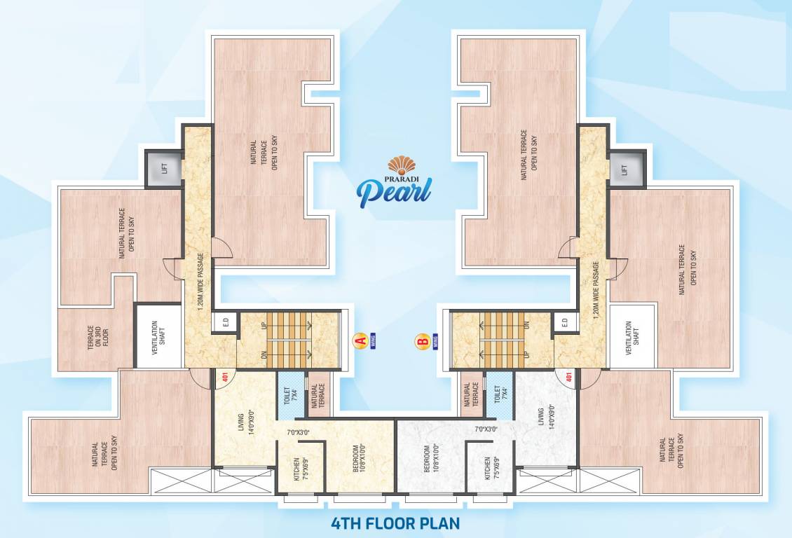  praradi pearl Wing A,B Cluster Plan for 4th Floor