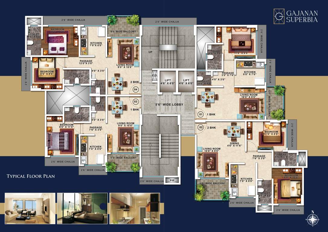  gajanan superbia Gajanan Superbia Cluster Plan For Typical Floor
