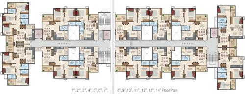  heights Swaraaj Heights Cluster Plan from 1st to 14th Floor