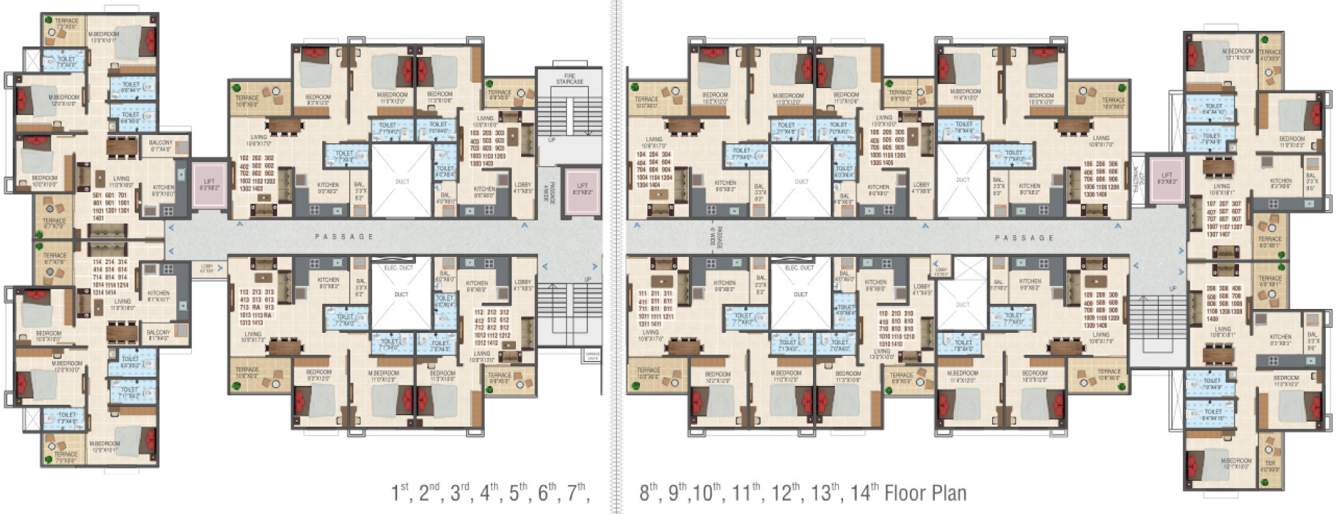  heights Swaraaj Heights Cluster Plan from 1st to 14th Floor