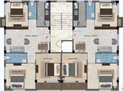  additiya-appartment Block A Cluster Plan From 1st To 3rd Floor