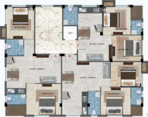  additiya-appartment Block B Cluster Plan From 1st To 3rd Floor