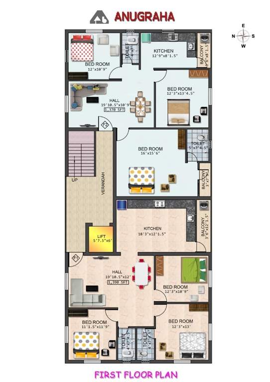  anugraha apartment Anugraha Apartment Cluster Plan for 1st Floor